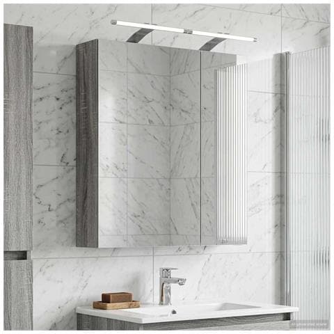 Mobiletto per specchio da bagno Grigio Sonoma 60 x 14,5 x 70 cm - Foto 2