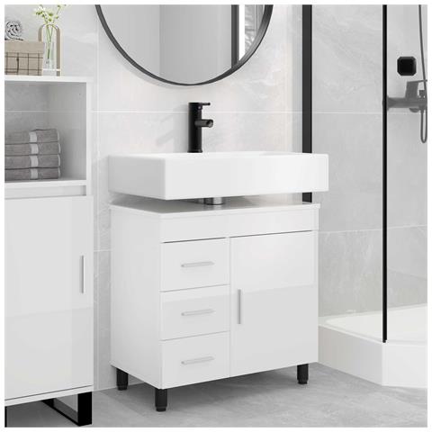 Mobiletto da bagno Bianco Lucido 60 x 35 x 60 cm - Foto 2