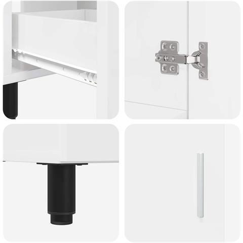 Mobiletto da bagno Bianco Lucido 60 x 35 x 60 cm - Foto 9