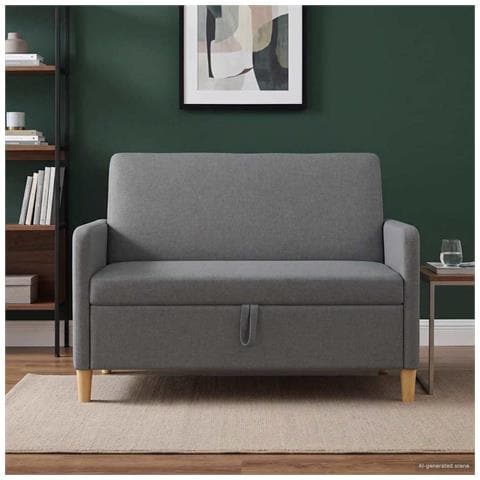Divano con Storage Grigio Scuro 122 x 78 x 87 cm Poliestere - Foto 2