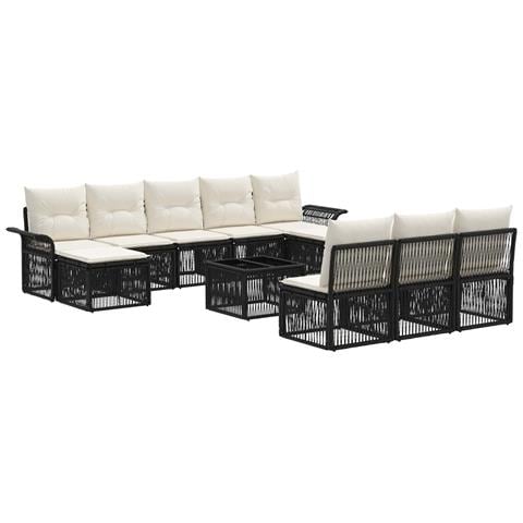 Set Divano da Giardino 11 pcs Nero polyrattan - Foto 1