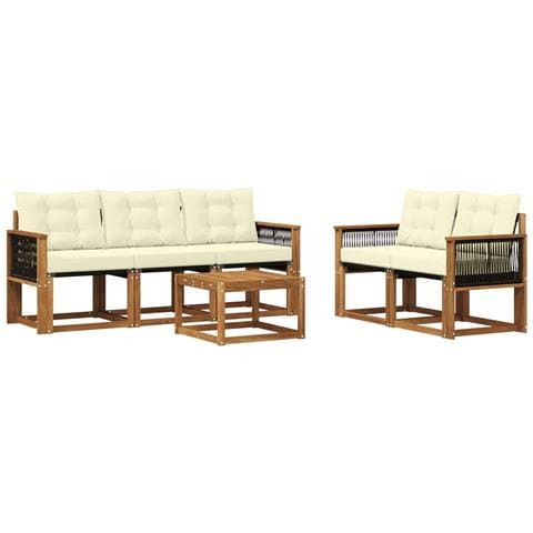Set di divani da esterno con cuscino 6 pcs Naturale e Crema - Foto 1