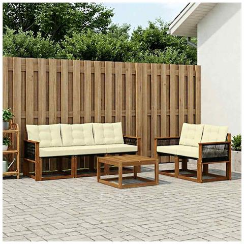 Set di divani da esterno con cuscino 6 pcs Naturale e Crema - Foto 2