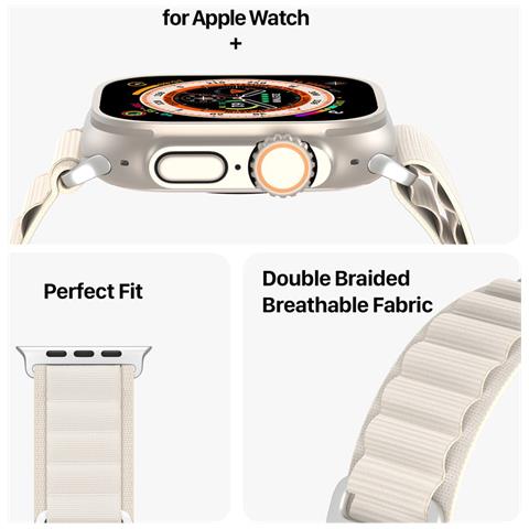 Cinturino Orologio per Apple Watch - Poliestere, Bianco Stellare - Foto 2