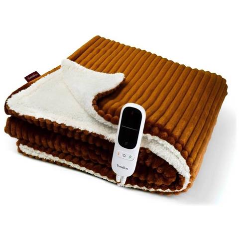 Koomy Coperta elettrica 140 W Marrone, Bianco Tessuto felpato - Foto 1