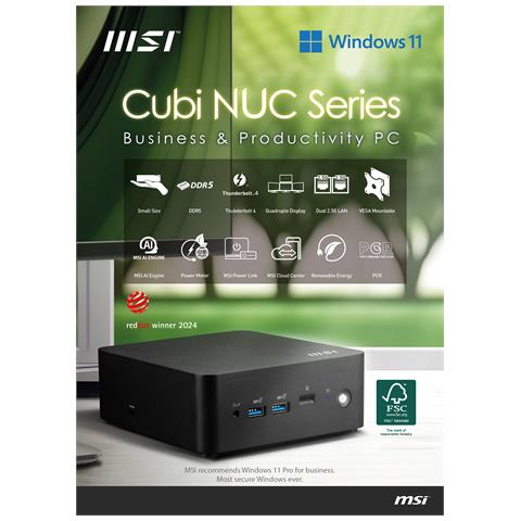 Cubi NUC 1M I5 120U FS 16GB 512GB W11P workstation Intel Core 5 DDR5-SDRAM SSD Windows 11 Pro Mini PC Nero - Foto 2