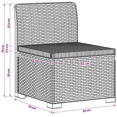 Divano da Giardino a 1 Posto con Cuscino Aspetto Rattan PP - Foto 9