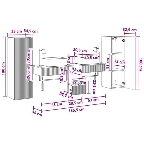 Set di mobili per il bagno 5 pz Bianco Lucido - Foto 2