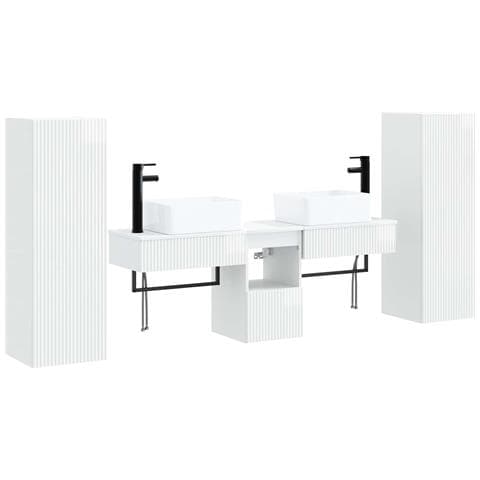 Set di mobili per il bagno 5 pz Bianco Lucido - Foto 1
