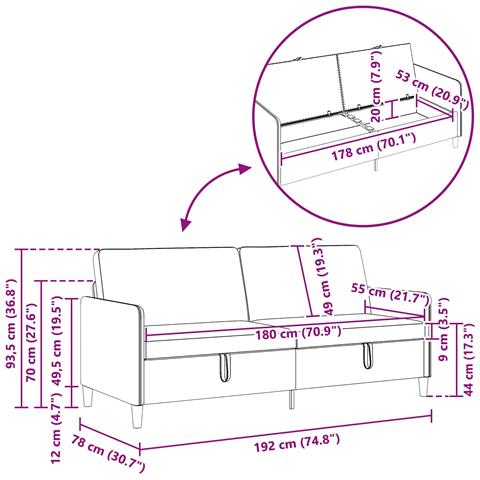 Set di Divani con Storage 2 pz Viola Poliestere - Foto 2