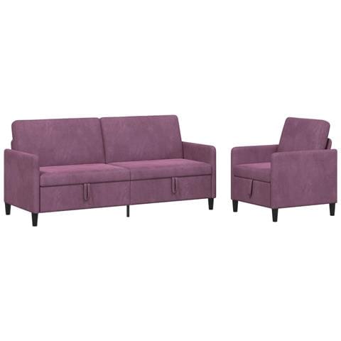 Set di Divani con Storage 2 pz Viola Poliestere - Foto 1