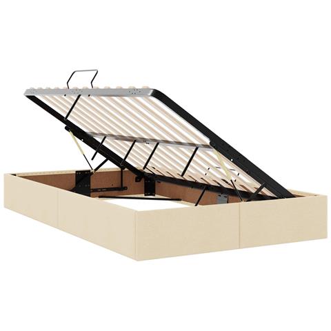 Letto ottomano con archiviazione Crema 120 x 200 cm Tessuto - Foto 2