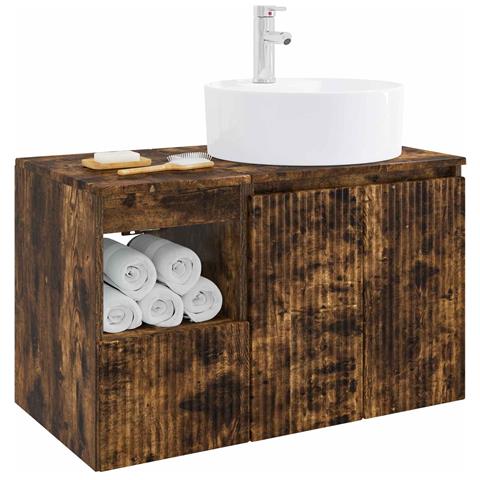 Set di mobili per il bagno 2 pz Rovere Fumo - Foto 2