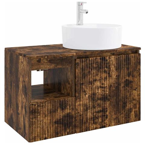 Set di mobili per il bagno 2 pz Rovere Fumo - Foto 1