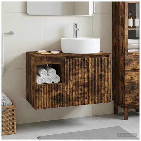 Set di mobili per il bagno 2 pz Rovere Fumo - Foto 9