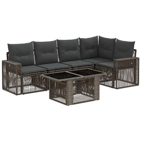 Set Divano da Giardino 6 pz Grigio e Grigio Scuro polyrattan - Foto 1