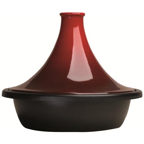 Tajine con Base in Ghisa e Cono in Ceramica Diametro 27 cm Colore Rosso Ciliegia - Foto 1