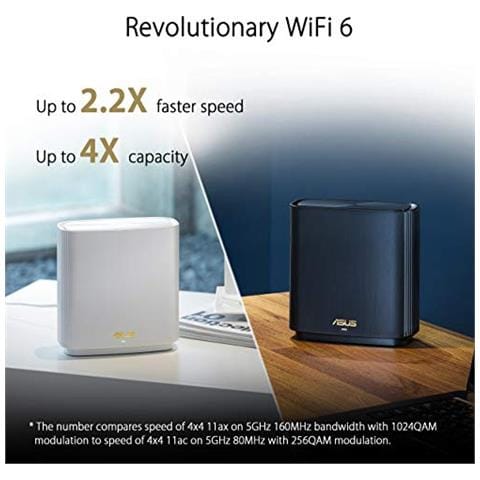 ZenWiFi AX XT8 (W-1-PK) router wireless Gigabit Ethernet Banda tripla (2.4 GHz / 5 GHz / 5 GHz) Bianco - Foto 2