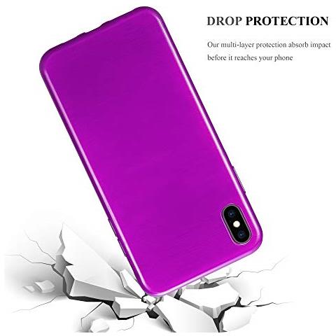 Custodia Compatibile Con Apple Iphone Xs Max In Viola - Coperchio Protettivo In Silicone Tpu Flessibile Con Design Spazzolato - Foto 2