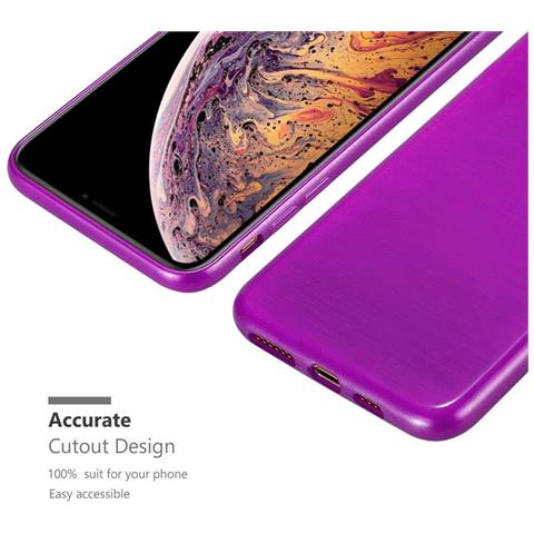 Custodia Compatibile Con Apple Iphone Xs Max In Viola - Coperchio Protettivo In Silicone Tpu Flessibile Con Design Spazzolato - Foto 9