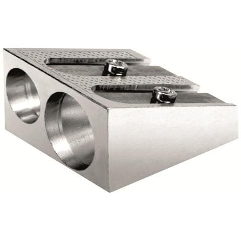 Temperamatite In Metallo A Due Fori, 1 Standard Ed 1 Grande. Per Matite E Pastelli Da 8Mm A 11Mm Di Diametro. - Confezione Da 12 Pezzi - Foto 1