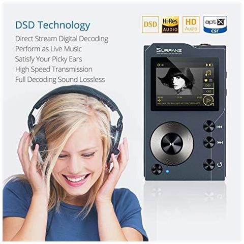 F20 Hi-fi Lettore Mp3 Con Bluetooth Lossless Dsd Ad Alta Risoluzione Digital Audio Music Player High-res Lettore Audio Portatile Con Scheda Di Memoria Da 32 Gb Supportano Fino A 256 Gb - Foto 4
