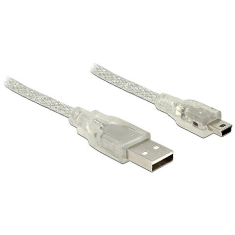 2m, USB2.0-A / USB2.0 Mini-B 2m USB A Mini-USB B Trasparente cavo USB - Foto 1