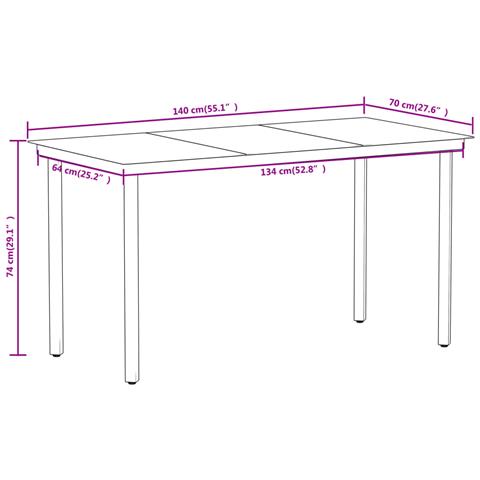 Set Mobili da Pranzo per Giardino 5 pz Nero - Foto 8