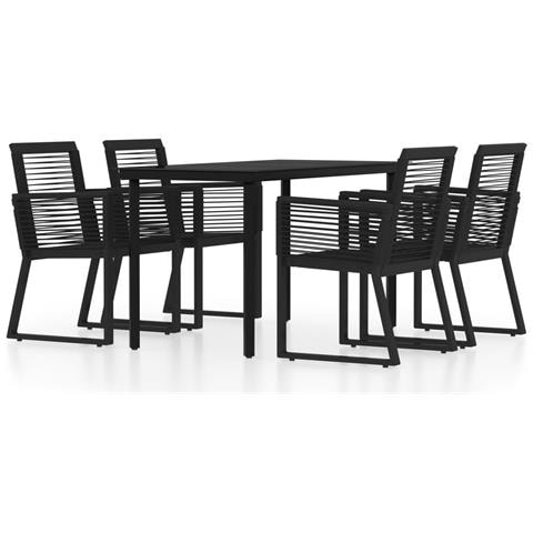 Set Mobili da Pranzo per Giardino 5 pz Nero - Foto 1