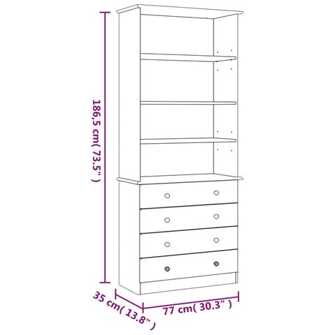 Libreria Con Cassetti Alta 77x35x186,5cm Legno Massello Di Pino - Foto 9