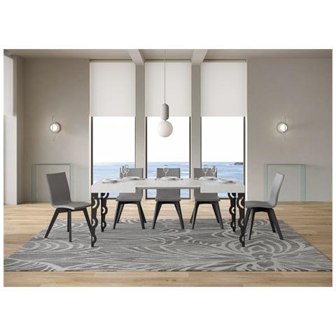 Tavolo Allungabile 70x110/194 Cm Karamay Telaio Antracite - Bianco Frassino - Foto 5