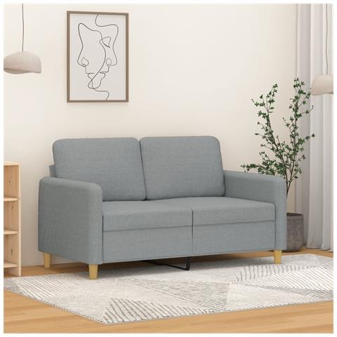 Divano A 2 Posti Grigio Chiaro 120 Cm In Tessuto - Foto 1