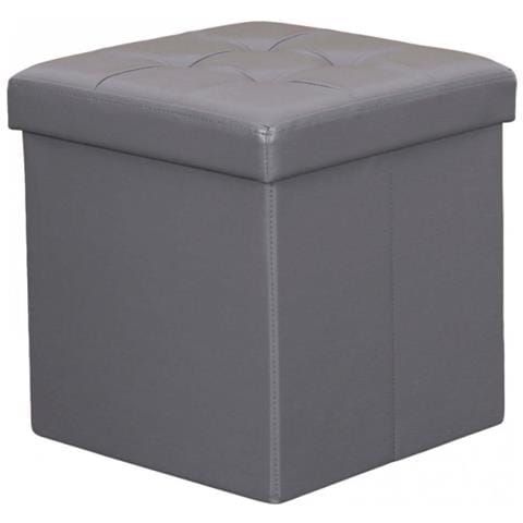 Pouf Contenitore Quadrato In Ecopelle Grigio - Foto 1