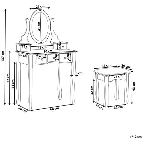 Toeletta Con Specchio E Sgabello Galaxie Bianco - Foto 2