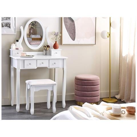 Toeletta Con Specchio E Sgabello Galaxie Bianco - Foto 1