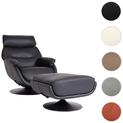 Poltrona Relax Reclinabile Girevole M56 Ecopelle Con Poggiapiedi Avorio - Foto 7