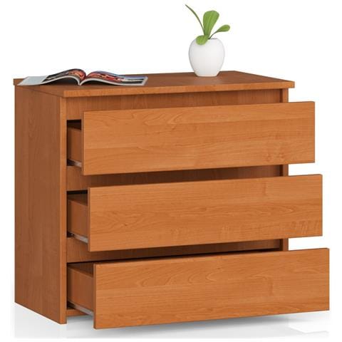 Comodino CL3, 3 cassetti, 60x35x57 cm, Colore Ontano - Foto 2