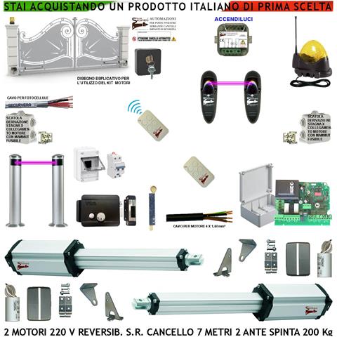 Kit Automazione Cancello Da 7 Metri 2 Ante 3,5 Mt Motori Elettromeccanici Reversibili 220 V Centrale 2 Coppie Fotocell - Foto 1