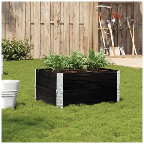 Fioriera Da Giardino Nera 80x60 Cm In Legno Massello Di Pino - Foto 1