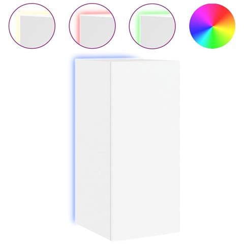 Mobile TV a Parete con Luci LED Bianco 30,5x35x70 cm - Foto 1