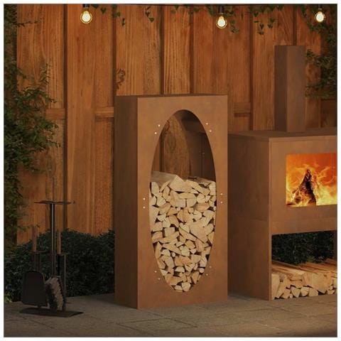 Rastrelliera per Legna da Ardere 50x23x100 cm in Acciaio Corten - Foto 1