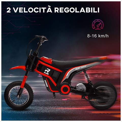Moto Elettrica per Bambini con Acceleratore Manuale, 2 Velocità 8-16km /h, Età 8-12 Anni, Rosso - Foto 6