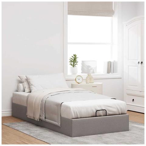 Struttura Letto Pouf Senza Materasso Tortora 90x200 Cm Tessuto - Foto 3