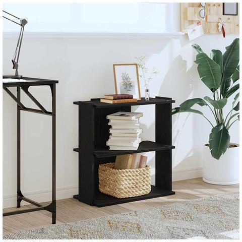 Libreria A 3 Ripiani Nera 60x30x60 Cm In Legno Multistrato - Foto 3