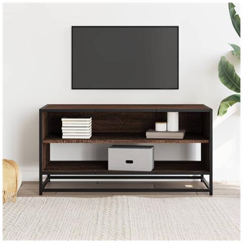 Mobile Tv Rovere Marrone 91x40x46 Cm Legno Multistrato Metallo - Foto 3