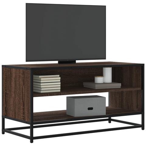 Mobile Tv Rovere Marrone 91x40x46 Cm Legno Multistrato Metallo - Foto 1