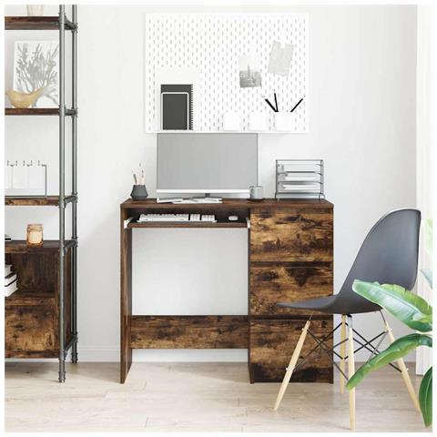 Lusso Casadino -  Scrivania Rovere Fumo 90x45x76 Cm In Legno Multistrato - Foto 2