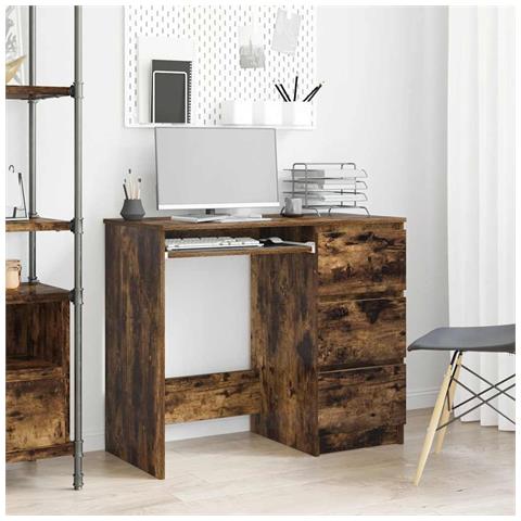 Lusso Casadino -  Scrivania Rovere Fumo 90x45x76 Cm In Legno Multistrato - Foto 8