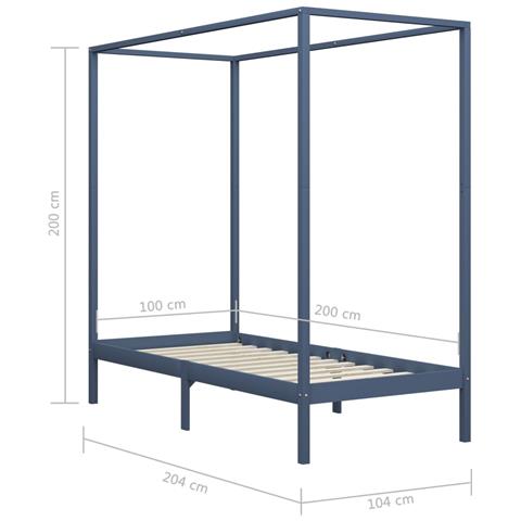 Lusso Casadino -  Giroletto Baldacchino Senza Materasso 100x200 Cm Legno Grigio - Foto 7
