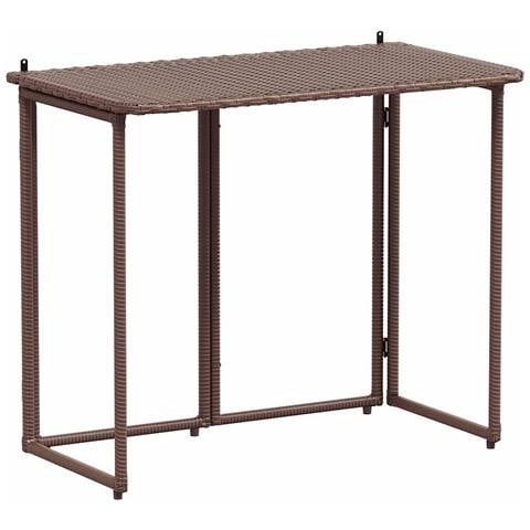 Tavolo Pieghevole da Giardino Marrone 90x51x75 cm Polyrattan - Foto 1
